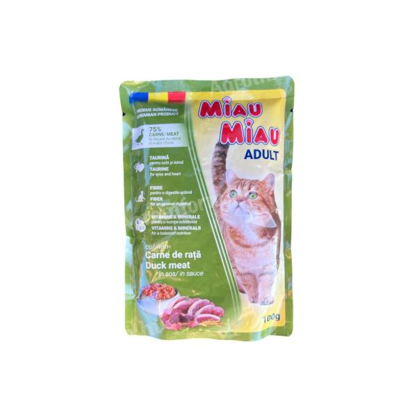 Miau kacsahúsos nedves macskaeledel felnőtt cicáknak 100g