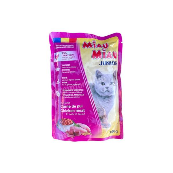 Miau csirkehúsos nedves macskaeledel kölyök cicáknak 100g