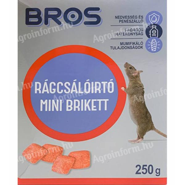 Bros Rágcsálóirtó paraffinos blokk, mini brikett 250g