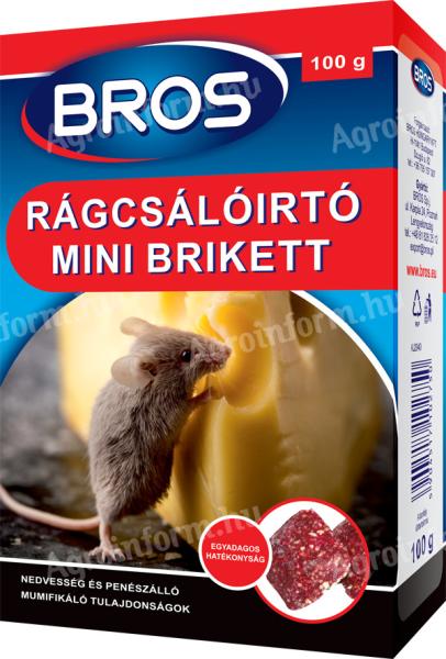 Bros Rágcsálóirtó paraffinos blokk, mini brikett 100g