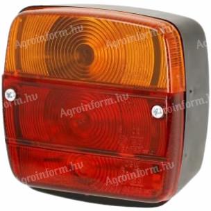 LA11004 Sacex Hátsó lámpa négyzetes, 12/24 V, piros/borostyán, felcsavarozható, 105x100x52 mm