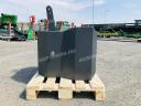 ÚJ 800 kg-os fronthidraulika tömbsúly, szürke színben. fém külső héj, beton belső, szürke színű, vonórésszel, AGROPARK felirattal