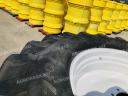 Ikerkerék szett Trelleborg 710/75R42 gumizással. 23x42-es fix felni 70 cm-es ikerdobbal, használt Trelleborg gumiabroncs, felfogató csavarok