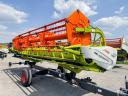 Claas Cerio 560 5,6 m-es gabona vágóasztal szállítókocsival, Claas Lexion és Tucano felfogatással