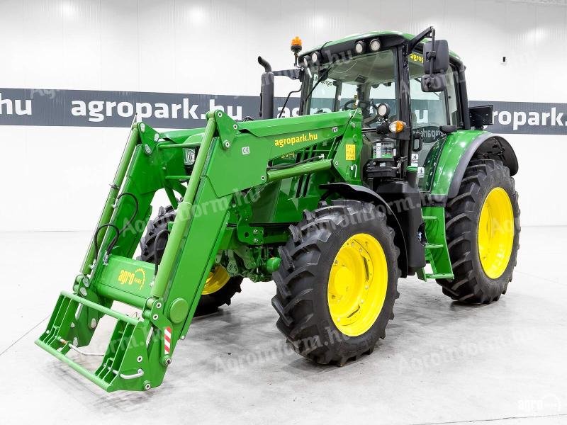John Deere 6120M (1413 üzemórás) traktor, PowerQuad 24/24, TLS, fülke rugózás, full RTK, légfék, új homlokrakodó