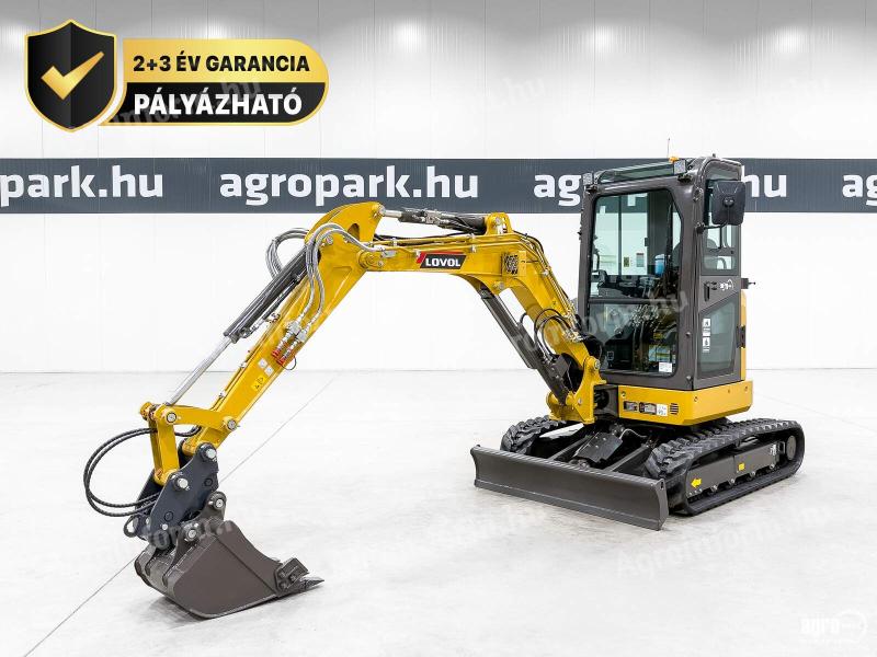 ÚJ Lovol FR26F-u minikotró, forgókotró, 2+3 év garancia, japán motor és hajtás, zéró far kilengéses
