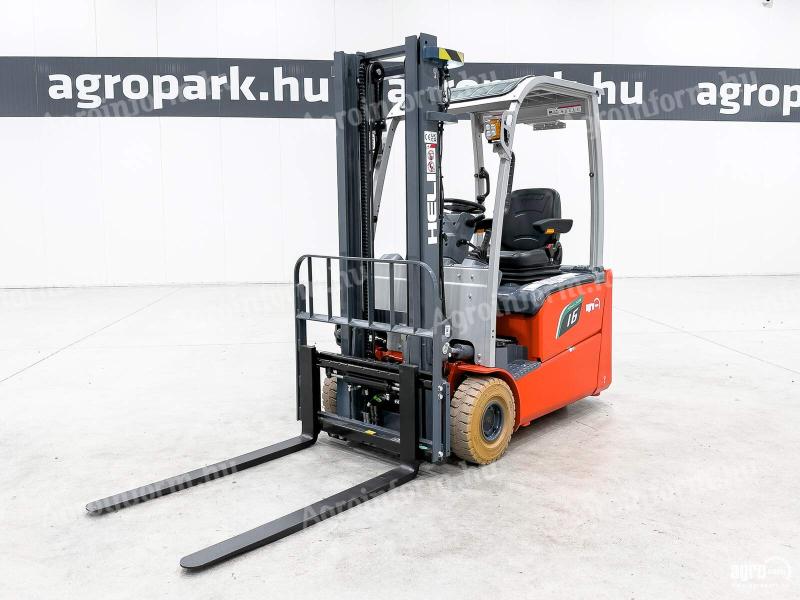 ÚJ HELI 1,6 tonnás Li-ion elektromos targonca 3,3 méteres emeléssel háromtámaszú lítium-ionos elektromos targonca, 1600 kg teherbírás, 3,3 m emelés, 14 km/h