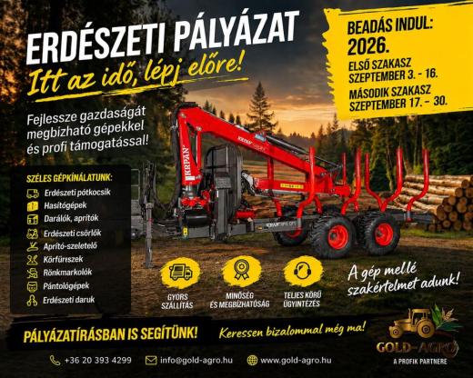 Erdészeti gépbeszerzés akár 65% támogatással – szeptemberben újra pályázhat! Erdészeti gépbeszerzés akár 65% támogatással – szeptemberben újra pályázhat!