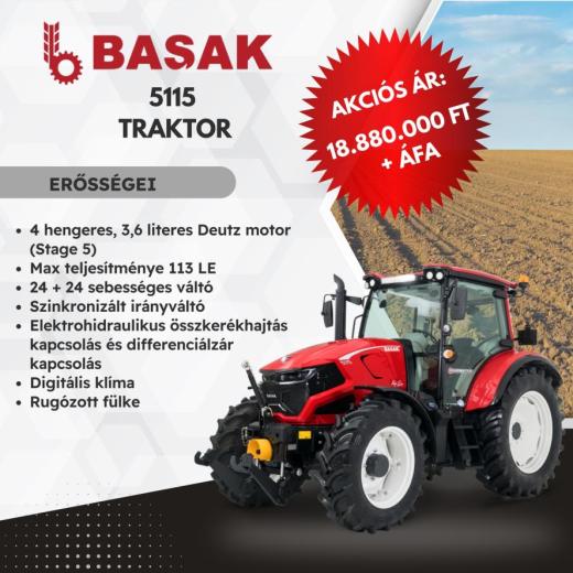BASAK 5115 demó traktor KÉSZLETKISÖPRÉS - Utolsó darab!