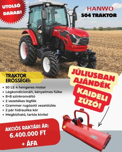 Vásároljon Hanwo 504 traktort, és Kaideli zúzót adunk AJÁNDÉKBA!