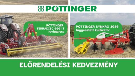 Pöttinger SYNKRO kultivátorok és TERRADISC rövidtárcsák előrendelési akcióban a MAGTÁR Kft-nél Pöttinger SYNKRO kultivátorok és TERRADISC rövidtárcsák előrendelési akcióban a MAGTÁR Kft-nél