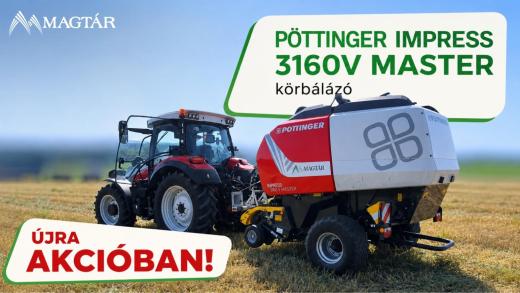 Újra akcióban a PÖTTINGER IMPRESS 3160 V MASTER körbálázó – limitált készlet, kedvező ár Újra akcióban a PÖTTINGER IMPRESS 3160 V MASTER körbálázó – limitált készlet, kedvező ár